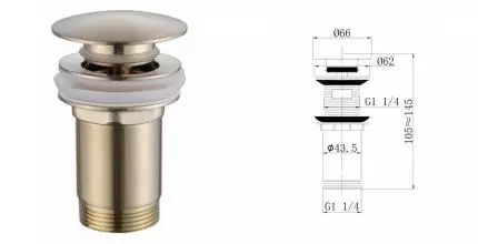 Донный клапан для раковины «Abber» AF0010G с механизмом Клик-Клак золото Донный клапан для раковины «Abber» AF0010G с механизмом Клик-Клак золото