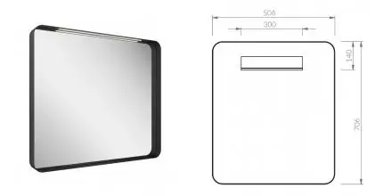 Зеркало «Ravak» Strip I 50/70 с подсветкой чёрное Зеркало «Ravak» Strip I 50/70 с подсветкой чёрное