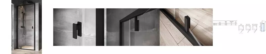 Душевая дверь «Ravak» Nexty NDOP1-90 90/195 Transparent/чёрная универсальная Душевая дверь «Ravak» Nexty NDOP1-90 90/195 Transparent/чёрная универсальная