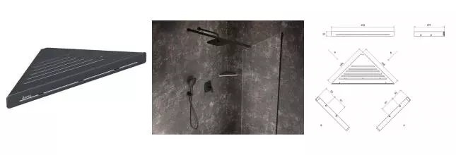 Угловая полка в ванну «Ravak» Slim C X07P650 на стену чёрная