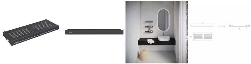 Полка в ванну «Ravak» Slim S X07P649 на стену чёрная