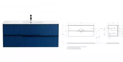 Тумба с раковиной «Cezares» Duet 117 (CZR-NAT-120-LVB 120/45) подвесная Sapfiro