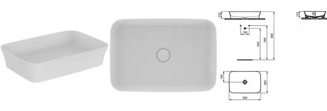 Раковина «Ideal Standard» Ipalyss 55/38 E207601 фарфоровая белая Раковина «Ideal Standard» Ipalyss 55/38 E207601 фарфоровая белая