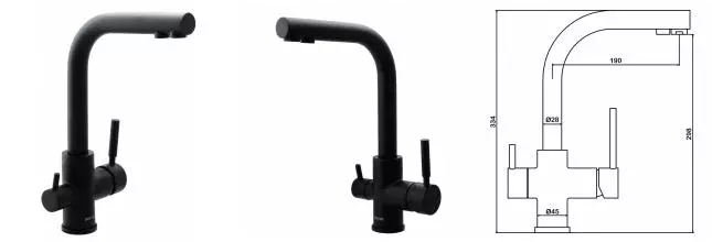 Смеситель для кухни с подключением к фильтру «Swedbe» Selene Plus 8149 чёрный матовый Смеситель для кухни с подключением к фильтру «Swedbe» Selene Plus 8149 чёрный матовый