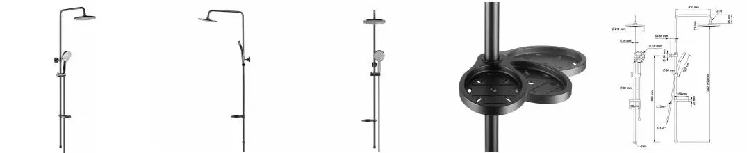 Душевая стойка «Swedbe» Hermes 5104B чёрная матовая Душевая стойка «Swedbe» Hermes 5104B чёрная матовая