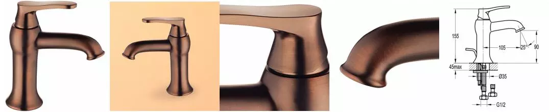 Смеситель для раковины «Swedbe» Terracotta 2548 тёмная бронза