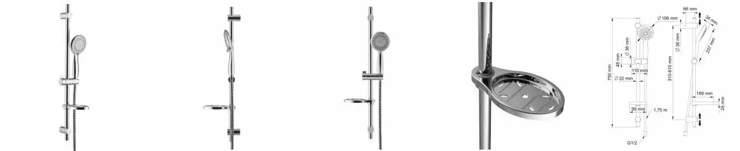 Душевой гарнитур «Swedbe» Harmony 5010 хром Душевой гарнитур «Swedbe» Harmony 5010 хром