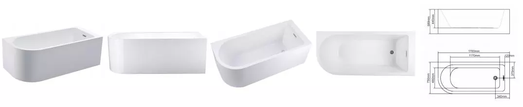 Ванна акриловая «Swedbe» 8843 170/75 с ножками с сифоном белая правая Ванна акриловая «Swedbe» 8843 170/75 с ножками с сифоном белая правая