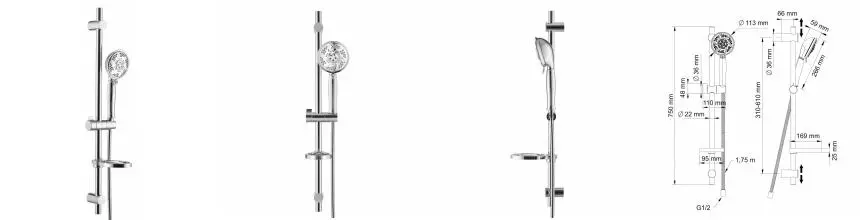 Душевой гарнитур «Swedbe» Calypso 5078 хром