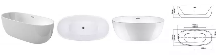 Ванна акриловая «Swedbe» 8815 170/80 с ножками с сифоном белая Ванна акриловая «Swedbe» 8815 170/80 с ножками с сифоном белая