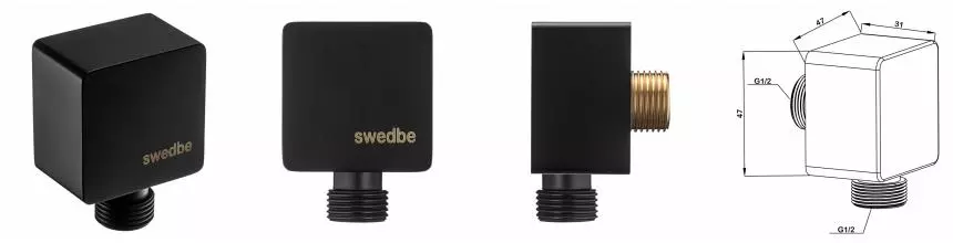 Подключение для душевого шланга «Swedbe» Platta 5508B чёрное матовое