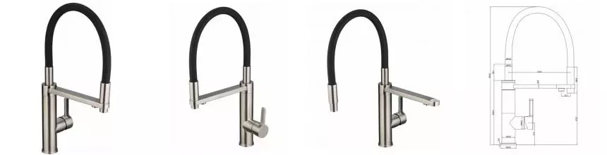 Смеситель для кухни с подключением к фильтру «Swedbe» Selene Plus 8640 матовый хром/чёрный