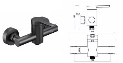 Смеситель для душа «Swedbe» Diana 1020B чёрный матовый