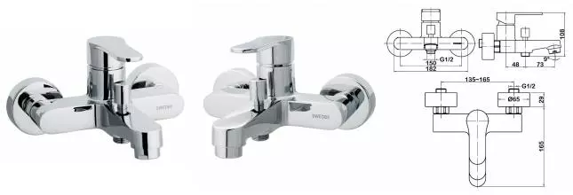 Смеситель для ванны «Swedbe» Neptune 1330 хром