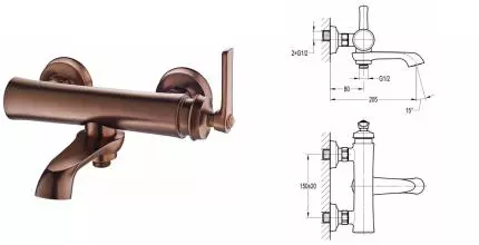 Смеситель для ванны «Swedbe» Terracotta Art 2510 тёмная бронза