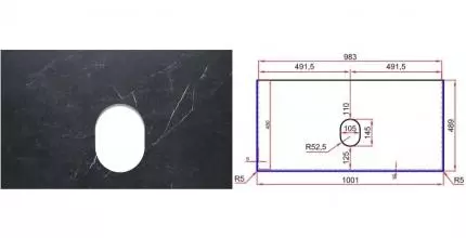 Мебельная столешница «La Fenice» Granite 100 без отверстия под смеситель керамогранит Black Olive Light Lappato Мебельная столешница «La Fenice» Granite 100 без отверстия под смеситель керамогранит Black Olive Light Lappato