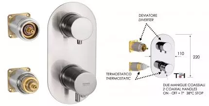 Внешняя часть смесителя «Remer» Minimal Thermo NT92KBNPO матовый никель