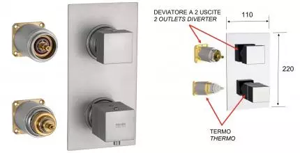 Внешняя часть смесителя «Remer» Qubica Thermo QT92KBNPO брашированный никель