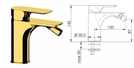 Смеситель для биде «Remer» Infinity I21DO золото