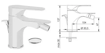 Смеситель для биде «Remer» Class Line L20BO с донным клапаном белый матовый