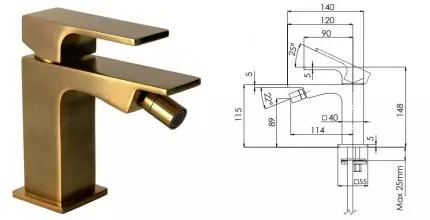 Смеситель для биде «Remer» Absolute AU22VO бронза Смеситель для биде «Remer» Absolute AU22VO бронза