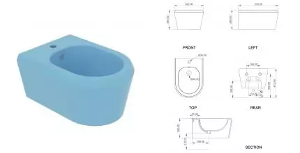 Подвесное биде «GSG» Cruise CRBISO023 небесно-голубой/матовый Подвесное биде «GSG» Cruise CRBISO023 небесно-голубой/матовый