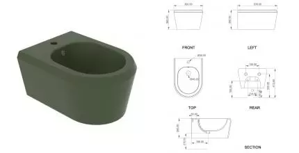 Подвесное биде «GSG» Cruise CRBISO026 оливковый/матовый Подвесное биде «GSG» Cruise CRBISO026 оливковый/матовый