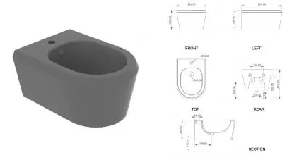 Подвесное биде «GSG» Cruise CRBISO019 серый дымчатый/матовый Подвесное биде «GSG» Cruise CRBISO019 серый дымчатый/матовый