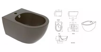 Подвесное биде «GSG» Like LKBISO018 кофейный/матовый Подвесное биде «GSG» Like LKBISO018 кофейный/матовый