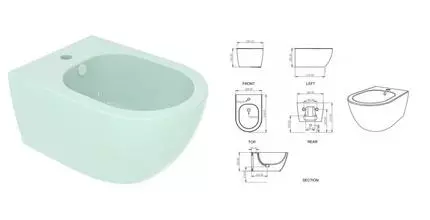 Подвесное биде «GSG» Like LKBISO024 морская волна/глянец Подвесное биде «GSG» Like LKBISO024 морская волна/глянец