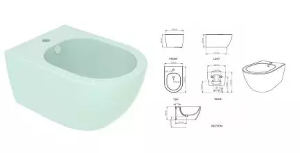 Подвесное биде «GSG» Like LKBISO025 морская волна/матовый Подвесное биде «GSG» Like LKBISO025 морская волна/матовый
