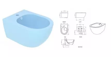 Подвесное биде «GSG» Like LKBISO023 небесно-голубой/матовый Подвесное биде «GSG» Like LKBISO023 небесно-голубой/матовый