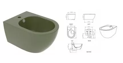 Подвесное биде «GSG» Like LKBISO026 оливковый/матовый Подвесное биде «GSG» Like LKBISO026 оливковый/матовый