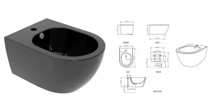 Подвесное биде «GSG» Like LKBISO002 чёрный/глянец Подвесное биде «GSG» Like LKBISO002 чёрный/глянец