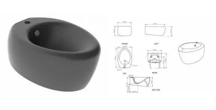 Подвесное биде «GSG» Touch TOBISO021 пепел/матовый Подвесное биде «GSG» Touch TOBISO021 пепел/матовый