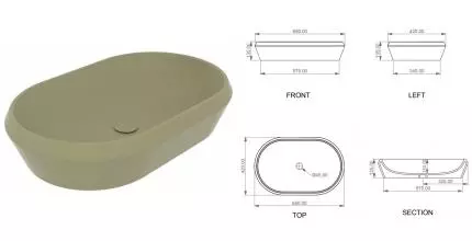 Раковина «GSG» Cruise 65/42 CRLAVOV65015 фарфоровая пергамон матовый