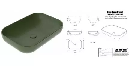 Раковина «GSG» Easy 60/42 EALAVRE60026 фарфоровая оливковый