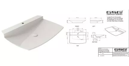 Раковина «GSG» Fly 75/50 LAFLY000 фарфоровая белая