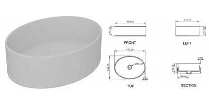 Раковина «GSG» Like 45/34 LKLAVFSBF45001 фарфоровая белая матовая