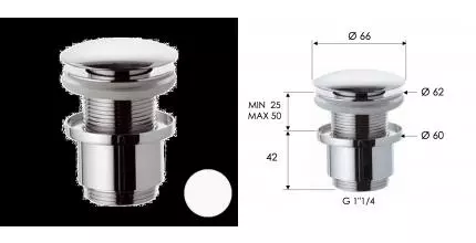 Донный клапан для раковины «Remer» 904CC2114BO с механизмом Клик-Клак белый матовый