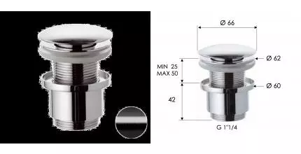 Донный клапан для раковины «Remer» 904CC2114CFP с механизмом Клик-Клак чёрный брашированный хром