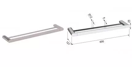 Полотенцедержатель двойной «Remer» Lounge LN33NP на стену никель