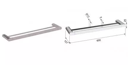Полотенцедержатель двойной «Remer» Lounge LN33NPO на стену брашированный никель