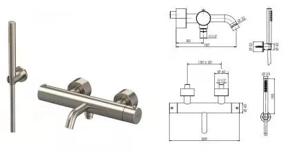 Смеситель для ванны «Remer» X-Style Inox SSXT02 нержавеющая сталь Смеситель для ванны «Remer» X-Style Inox SSXT02 нержавеющая сталь
