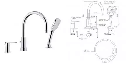 Смеситель на борт ванны «Remer» Dream D078CP хром