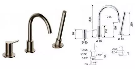 Смеситель на борт ванны «Remer» Minimal N072NP никель Смеситель на борт ванны «Remer» Minimal N072NP никель