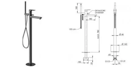 Напольный смеситель для ванны «Remer» Infinity I08NPO брашированный никель Напольный смеситель для ванны «Remer» Infinity I08NPO брашированный никель
