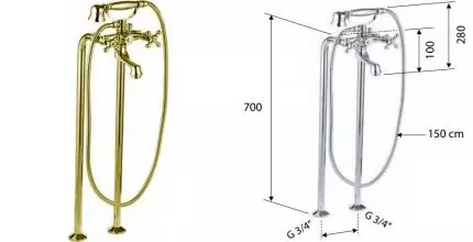 Напольный смеситель для ванны «Remer» Liberty 01LIDO золото