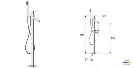 Напольный смеситель для ванны «Remer» Q-Color QR08D хром