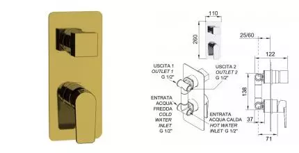 Смеситель для душа «Remer» Dream D92DO золото